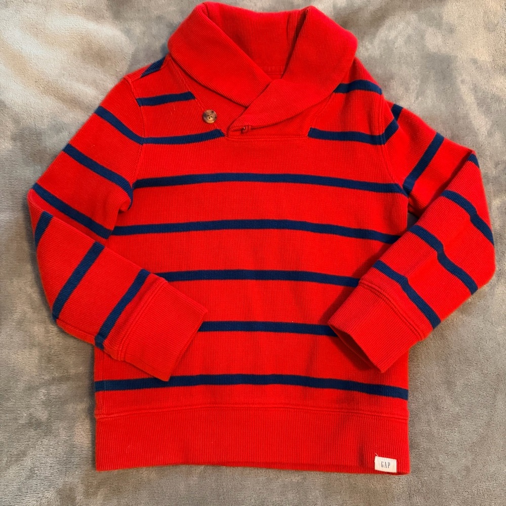 Gap Baby Gap Boy’s Toddler Sweater Red/Navy Stripe Size 5 Long Sleeve